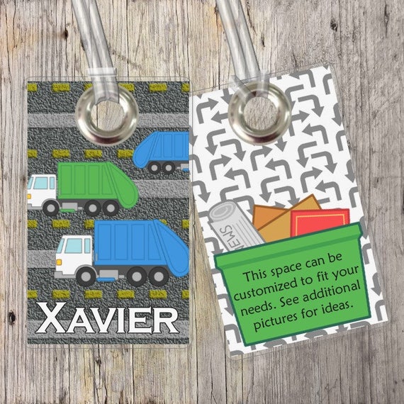 Trash Can Trash Truck Garbage Truck Custom Tags for
