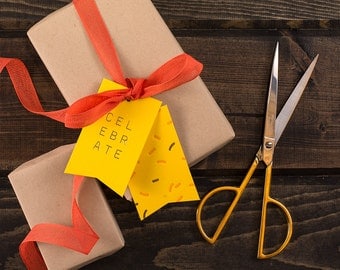 Celebrate With Sprinkles, Lemon : Set of 6 Letterpress + Foil Gift Tags