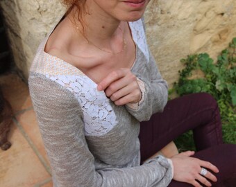 Top / origami patterns/ mesh fabric. 00717