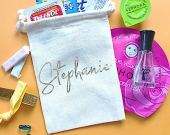 Personalized Bridesmaid gift bag- Bridesmaid name gifts- Bachelorette party favors- Wedding favor- Jewelry bag- Thank you gift- bridal party