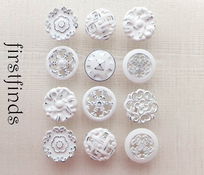 12 Knobs Shabby Chic Drawer Pulls Misfit White by Firstfinds