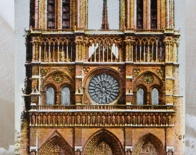 Antique French Colored Black and White Postcard, Notre Dame de Paris, French Country Decor, Vintage, Parisian Retro Interior, Provencal