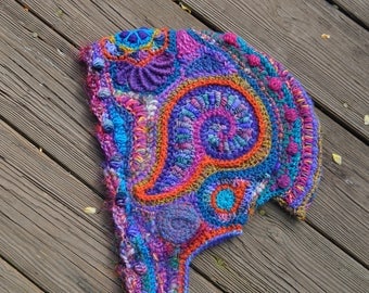 Sweet Dreams Freeform Crochet Hood // Ooak Fiber Art Scarf