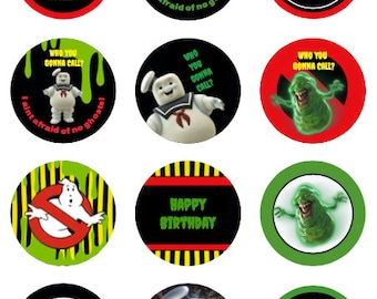 Ghostbusters cupcake toppers or stickers favor tags digital download 2 inch circles collage pdf instant printable labels 22807