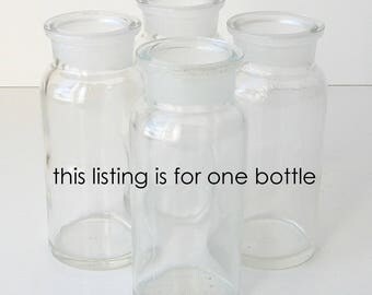 Wheaton glass bottle, clear glass container, chemical bottle, TCW Co bottle, rustic wedding decor, wide mouth bottle, chemical container