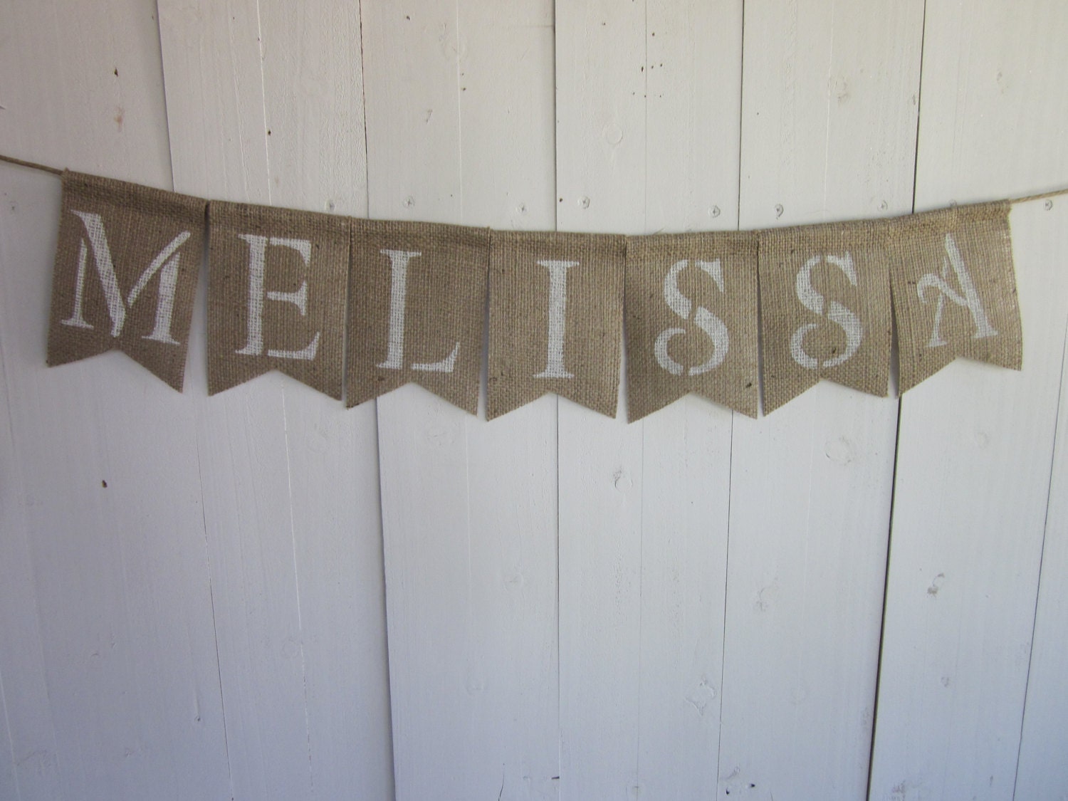 Rustic Girl Name Banner Custom Burlap Girl Name Bunting