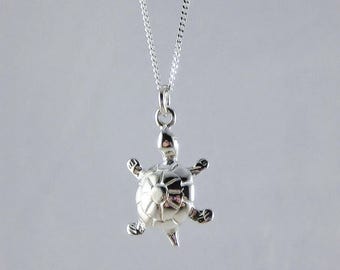 Turtle, Sterling Silver Turtle Necklace, Turtle Necklace, Tortoise Necklace, Silver Turtle, Turtle, Beach Necklace, Beach, Sea, Ocean
