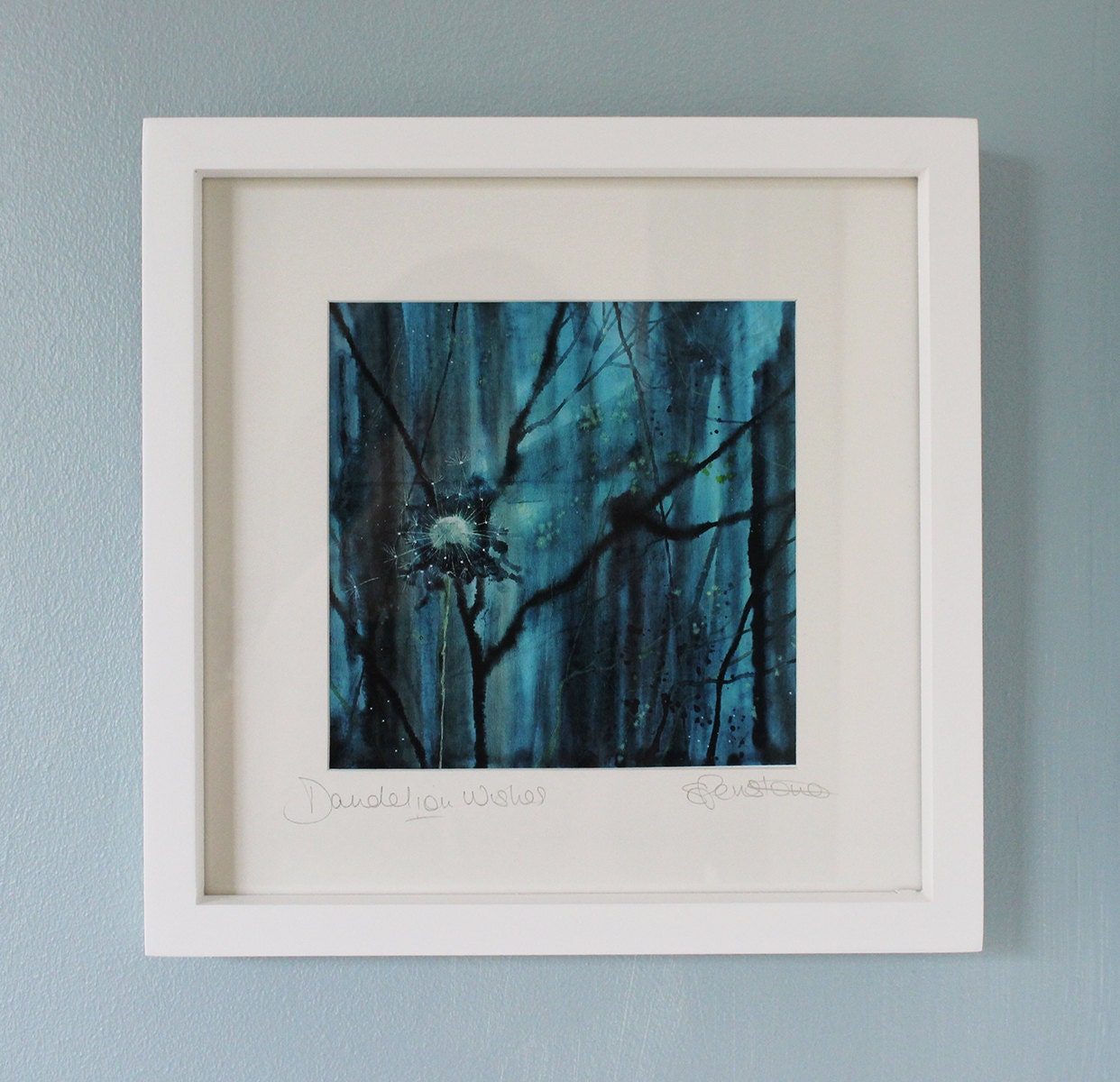 Framed print of Dandelion clock from an original acrylic ink