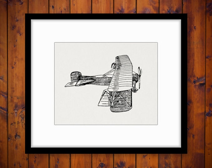 Digital Airplane Graphic Image Vintage Biplane Download Plane Printable Antique Clip Art Jpg Png Eps HQ 300dpi No.990