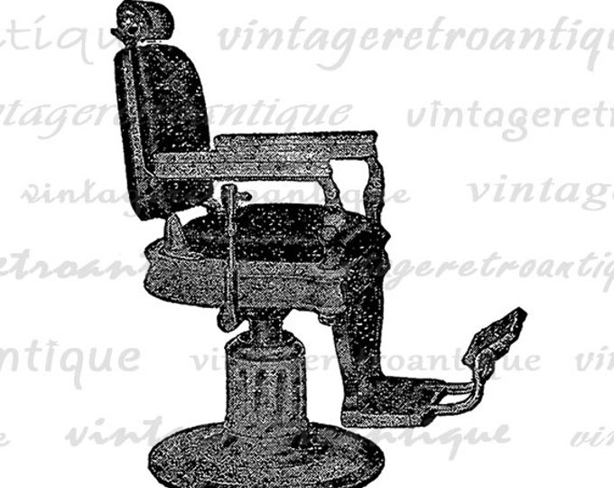 Digital Graphic Antique Barbers Chair Printable Download Image Illustration Vintage Clip Art Jpg Png Eps HQ 300dpi No.2143