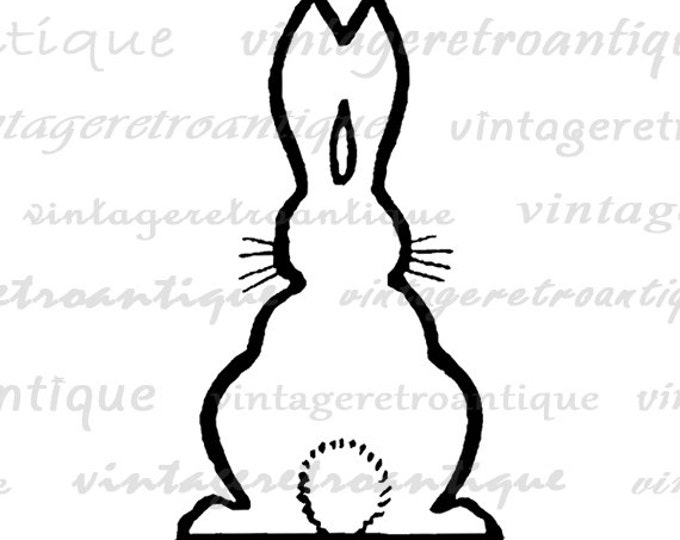 Digital Image Bunny Rabbit Cute Graphic Spring Download Outline Printable Vintage Clip Art Jpg Png Eps HQ 300dpi No.3270