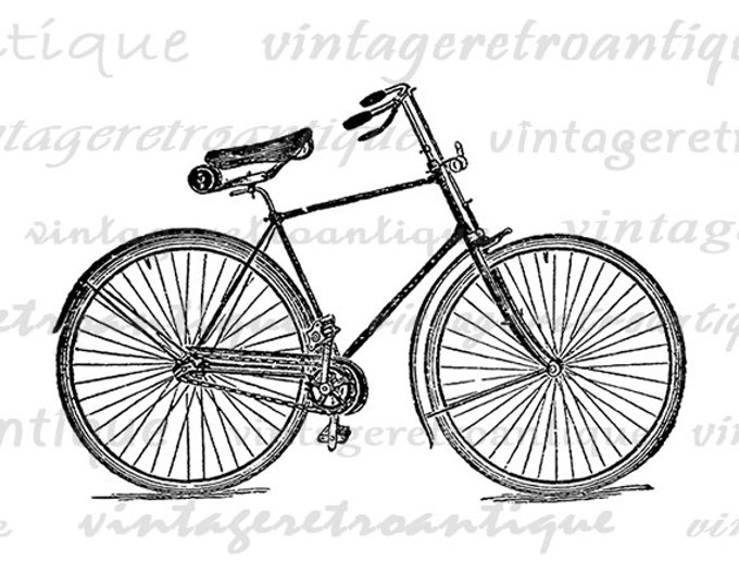 Printable Image Vintage Bicycle Graphic Download Digital Illustration Antique Clip Art Jpg Png Eps HQ 300dpi No.4268