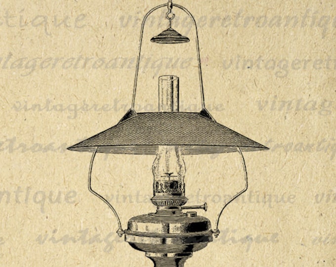 Antique Lamp Image Digital Download Old Fashioned Printable Graphic Vintage Clip Art Jpg Png Eps HQ 300dpi No.1741