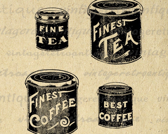 Printable Finest Coffee and Tea Digital Download Illustration Image Graphic Antique Clip Art Jpg Png Eps HQ 300dpi No.1371