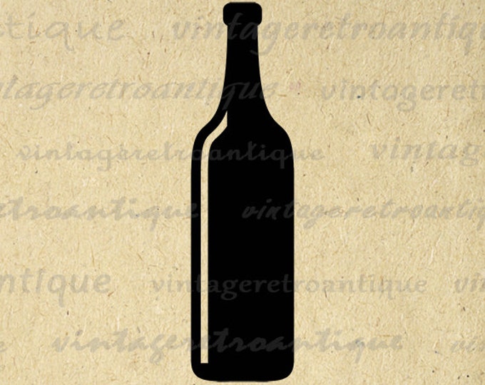 Wine Bottle Image Graphic Download Wine Digital Printable Illustration Vintage Clip Art Jpg Png Eps HQ 300dpi No.4500