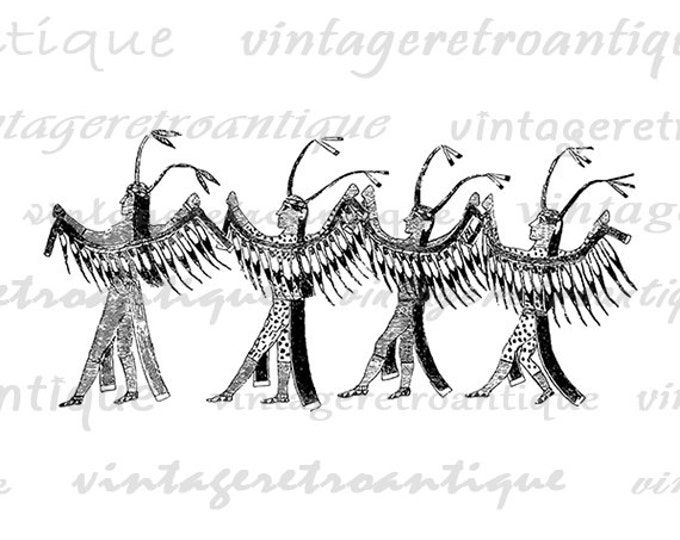 Native American Indians Digital Image Download Printable Graphic Vintage Clip Art Jpg Png Eps HQ No.3337