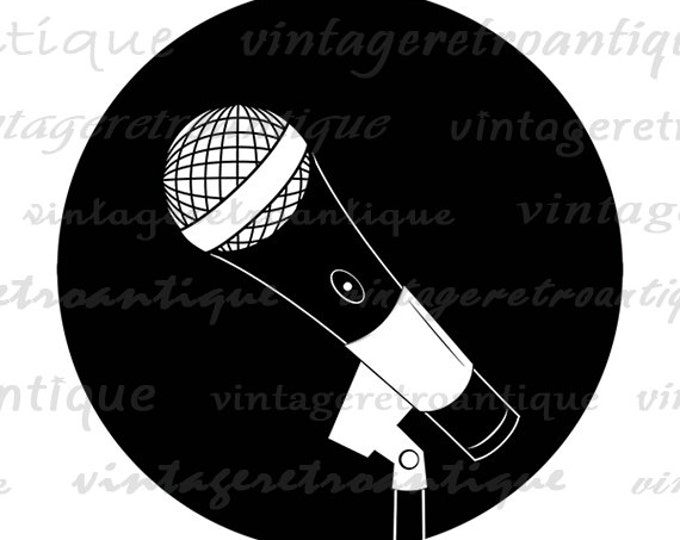 Digital Printable Microphone Image Music Symbol Graphic Download Vintage Clip Art Jpg Png Eps HQ 300dpi No.1964