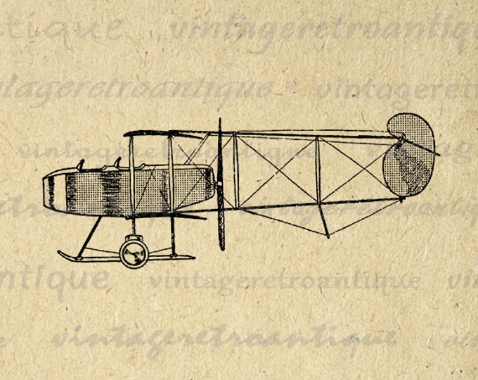 Printable Vintage Airplane Graphic Download Seaplane Image Plane Digital Antique Clip Art Jpg Png Eps HQ 300dpi No.4555