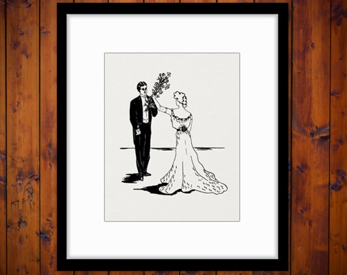 Printable Digital Bride and Groom Image Romantic Couple Graphic Wedding Download Jpg Png Eps HQ 300dpi No.4104