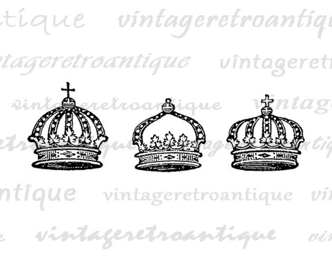 Digital Image Crown Printable Collection Set Graphic Collage Sheet Download Jpg Png Eps HQ 300dpi No.622