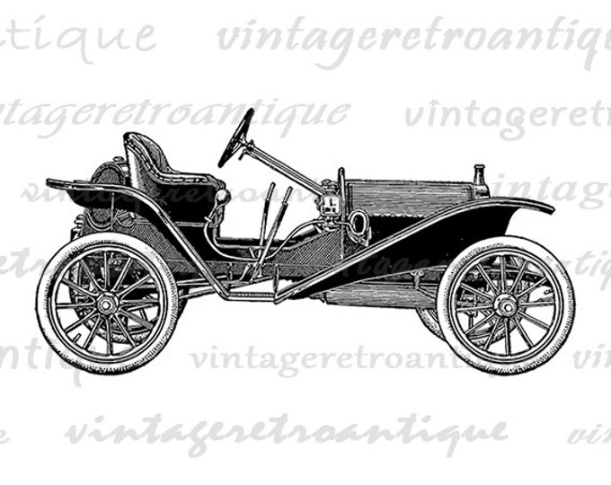 Digital Image Elegant Antique Automobile Printable Vintage Car Auto Download Graphic Clip Art for Transfers etc HQ 300dpi No.3494