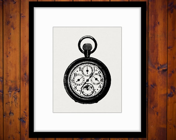 Digital Image Antique Pocket Watch Download Clock Printable Illustration Graphic Vintage Clip Art Jpg Png Eps HQ 300dpi No.1269