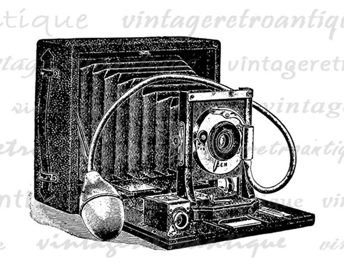 Printable Digital Antique Camera Download Illustration Graphic Image Vintage Clip Art Jpg Png Eps HQ 300dpi No.1338