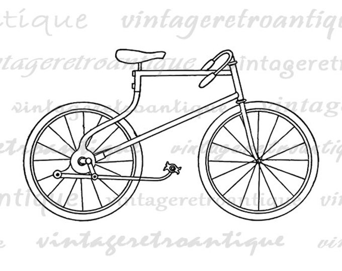 Digital Antique Bicycle Printable Image Bike Illustration Graphic Download Vintage Clip Art Jpg Png Eps HQ 300dpi No.3094