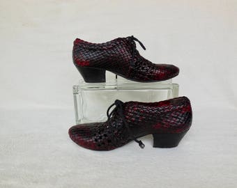 WOVEN LEATHER Shoes/Woven Oxford Shoes/Italian Leather Shoes/Two Tone Leather Booties/Woven Leather Ankle Booties/Made In Italy/Euro 37/US 7
