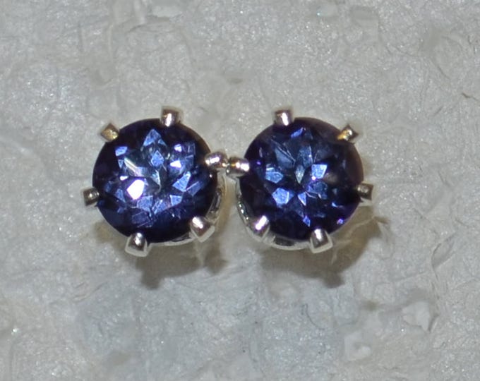Mystic Topaz Stud Earrings, 6mm Round, Natural, Set in Sterling Silver E1022