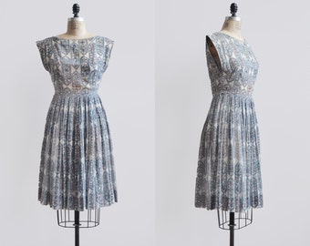 Mayan Dress / 1960s cotton day dress / vintage batik printed dress