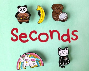 Seconds sale enamel pins, pins, seconds pins, fun pins, funny pins, cute animal pins, pins and patches, cute pins, brooch, soft enamel pins