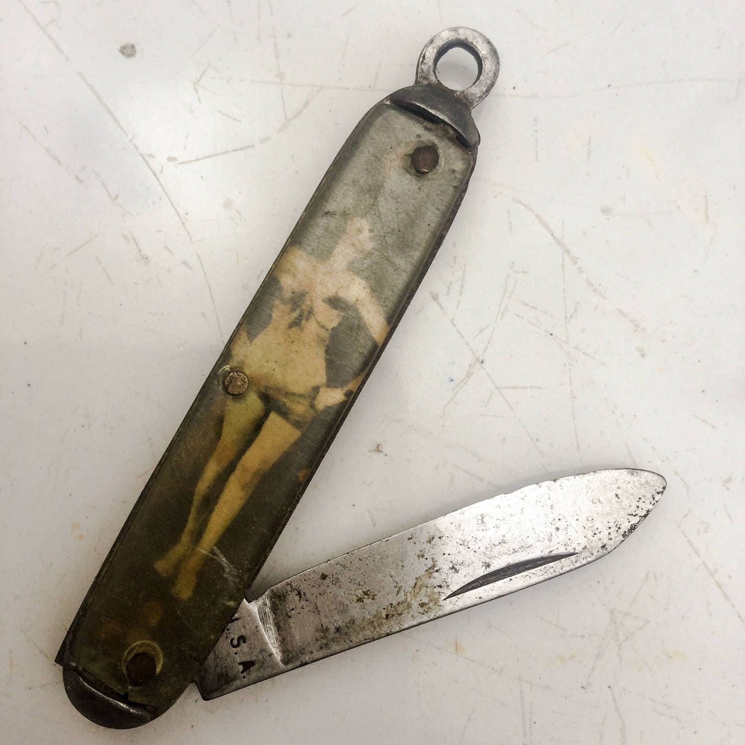 Nudie Girl Vintage Knife Fob Pin Up Pocket Knife Pendant