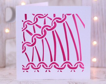 papercut knit card, card for knitter, card for a knitter, birthday knitter, cards for a knitter, yarn birthday card, knitting birthday