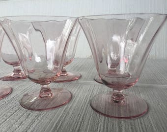 vintage Pink depression glass water/ dessert glass, pink glasses, pink wedding, bridal shower, dessert brunch glass, pink toasting glasses