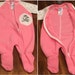 Cutest Vintage Thumper Bunny Footed Pajamas PJs Sleeper Zip Up Pink & White w/Stars Size Newborn, 0-6 months Baby Girl Bambi