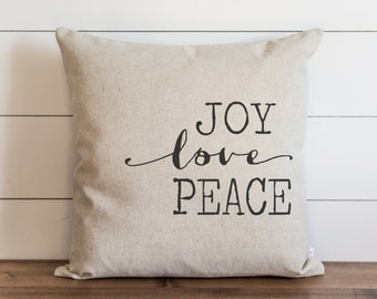Joy, Love, Peace 20 x 20 Pillow Cover // Christmas // Holiday // Throw Pillow // Gift // Accent