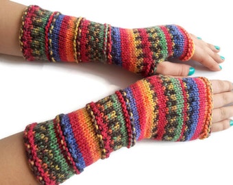 Fingerless Gloves, Hand Knit Arm Warmers