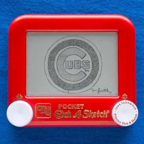 Chicago Cubs logo signed Etch A Sketch art print pick your