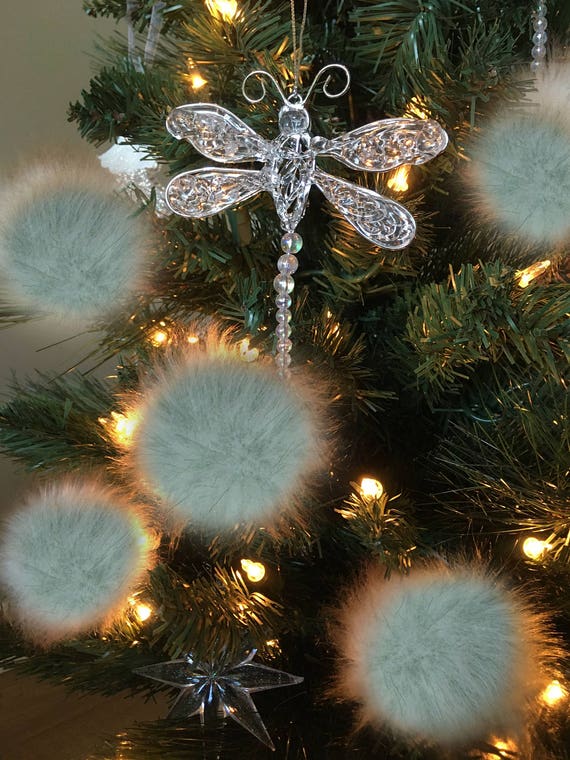 inch pom pom fur 2 Pom Faux Ornaments Six elle Christmas Christmas Tree Pom Fur