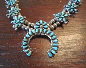 Zuni Turquoise Squash Blossom Necklace