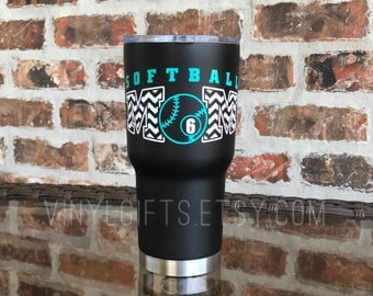 RTIC 30 ounce Softball Tumbler / Softball Mom / Stainless / Powdercoat / Colored tumbler / Softball Tumbler / Softball Decal