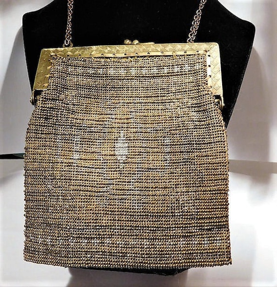 French Steel Cut Micro Bead Beaded Bag Handbag Purse Art Deco 1920s Flapper France Fashion Antique Wedding Bride Bridal Metal Beaded Bag