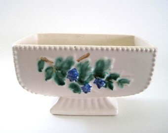 McCoy Pottery White Beaded Planter with Grapevines c. 1950, Garden Decor, Patio, Home Decor, Plant Holder, Windowsill Planter