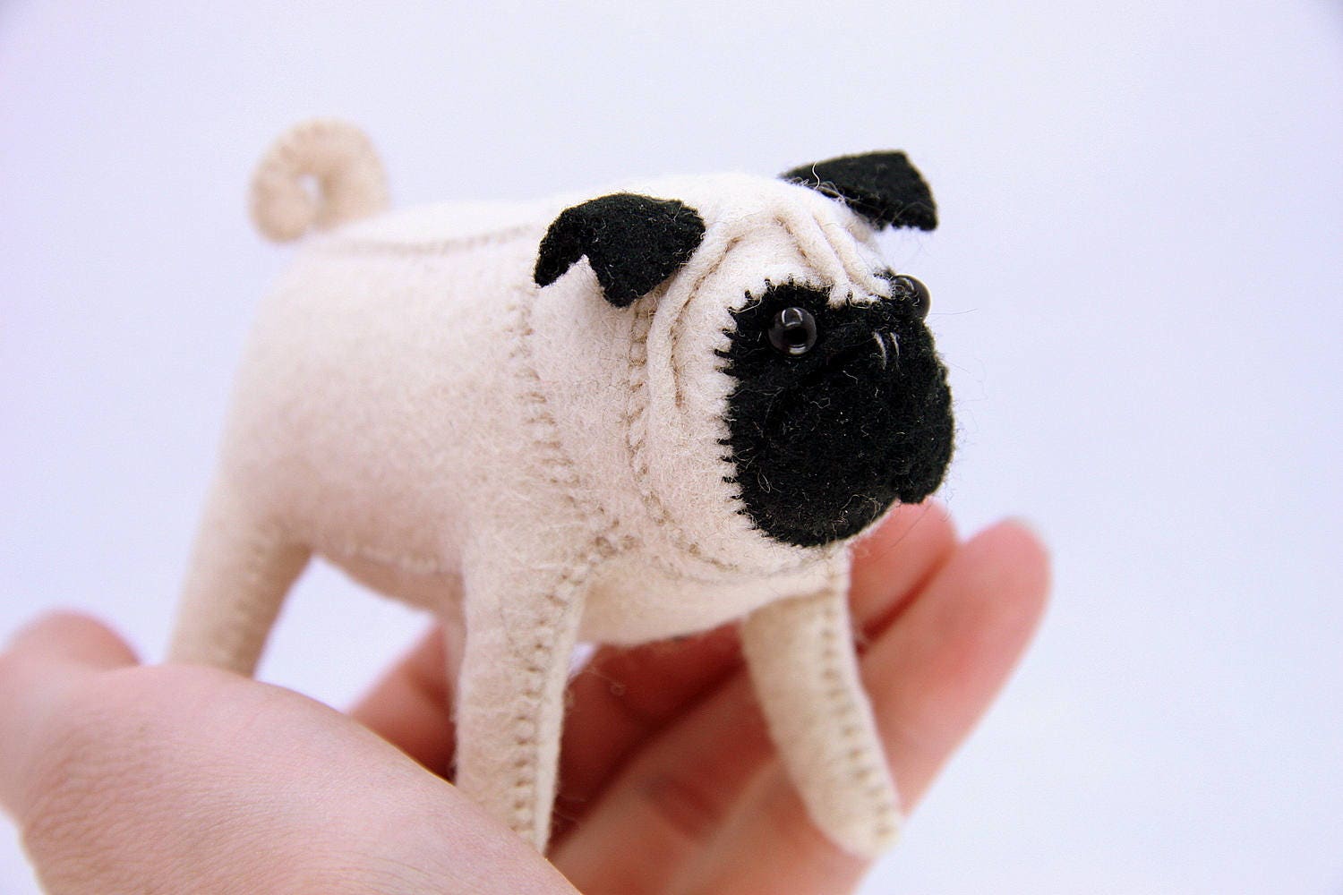 Felt Pug Pug Hand Sewing Pug Soft Toy Pug Gift Stuffed