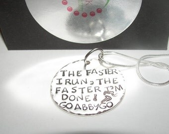Runners necklace, Sterling silver, Hand stamped jewelry, personalized, engraved jewelry, Custom personalized, military, mommy necklace