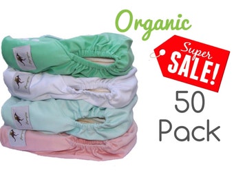 Momgaroo Organic 50 Pastel Pack Cloth Diapers Pocket One Size fits from newborn to 3 yrs old