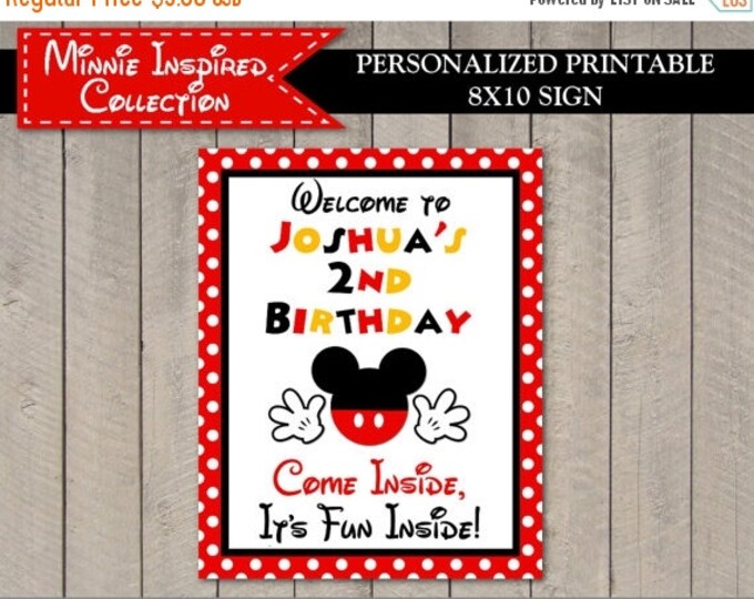 SALE PERSONALIZED Classic Mouse Printable 8x10 Welcome Sign / Includes Name and Age / Classic Mouse Collection / Item #1578