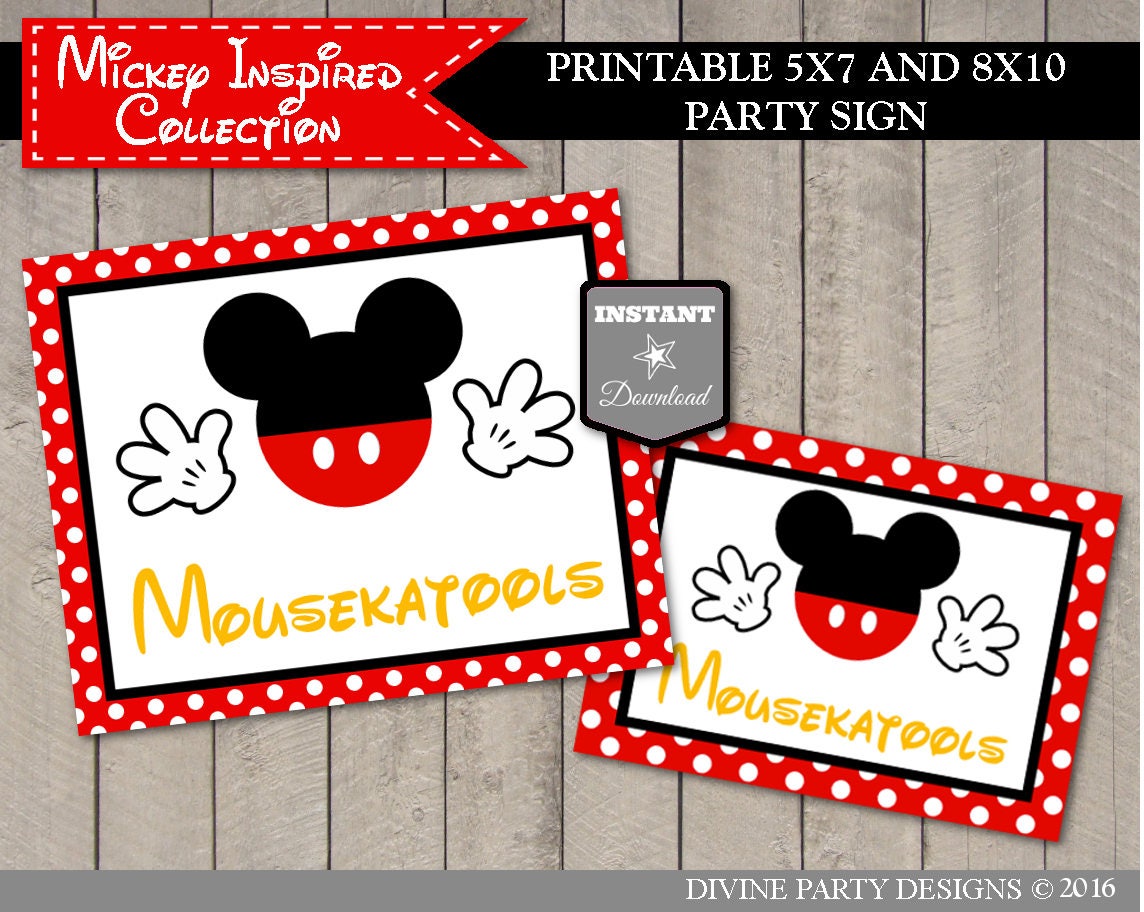 INSTANT DOWNLOAD Mouse Classic Printable Mousekatools Sign