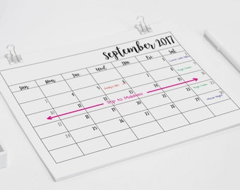 Calendar 2017 pdf, minimal calendar, 2017 desk calendar, minimalist planner, 2017 calendar printable, monthly calendar